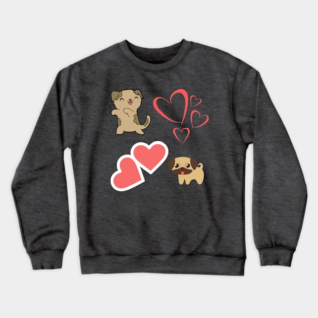 Cute puppies with hearts Crewneck Sweatshirt by Courtney's Creations